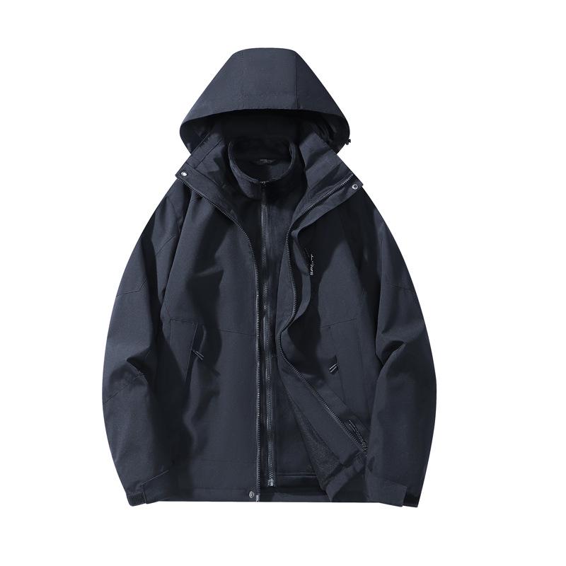 Unisex Cross-Border Three-in-One Fleece Jacket: Waterproof, Windproof, Hooded Outdoor Mountaineering Suit