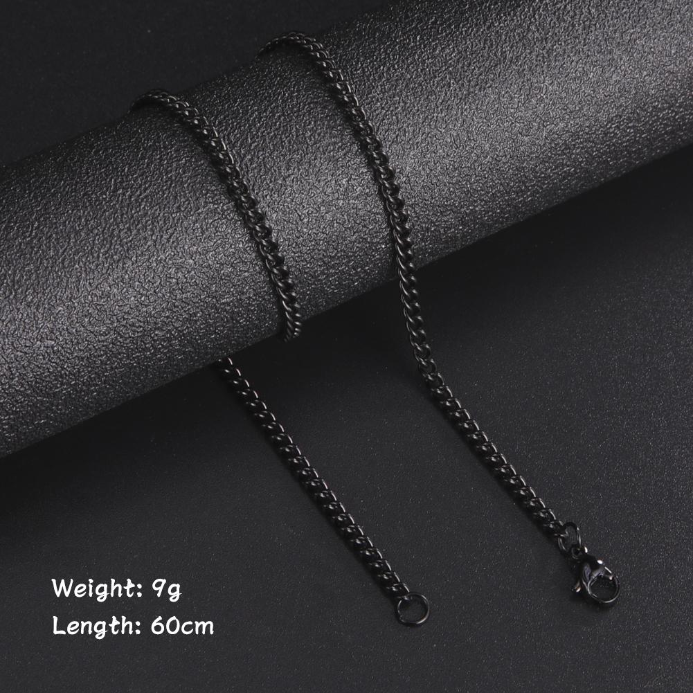 Skyrim Fashion 60cm Long Box Chain Necklace Men Stainless Steel Black Gold Color Link Chains Basic Punk Zircon Wholesale