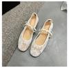 Soft soles are not tired of feet, spring and summer mesh embroidery bow single shoes women's Chinese sexy hollow Mary Jane shoes flats
