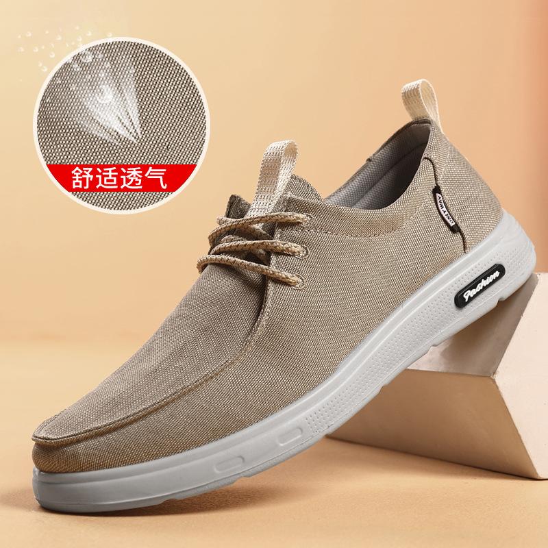 

Summer new men s flat shoes breathable lace-up all casual shoes trend light men s canvas shoes men loafers M1022 39 хакі