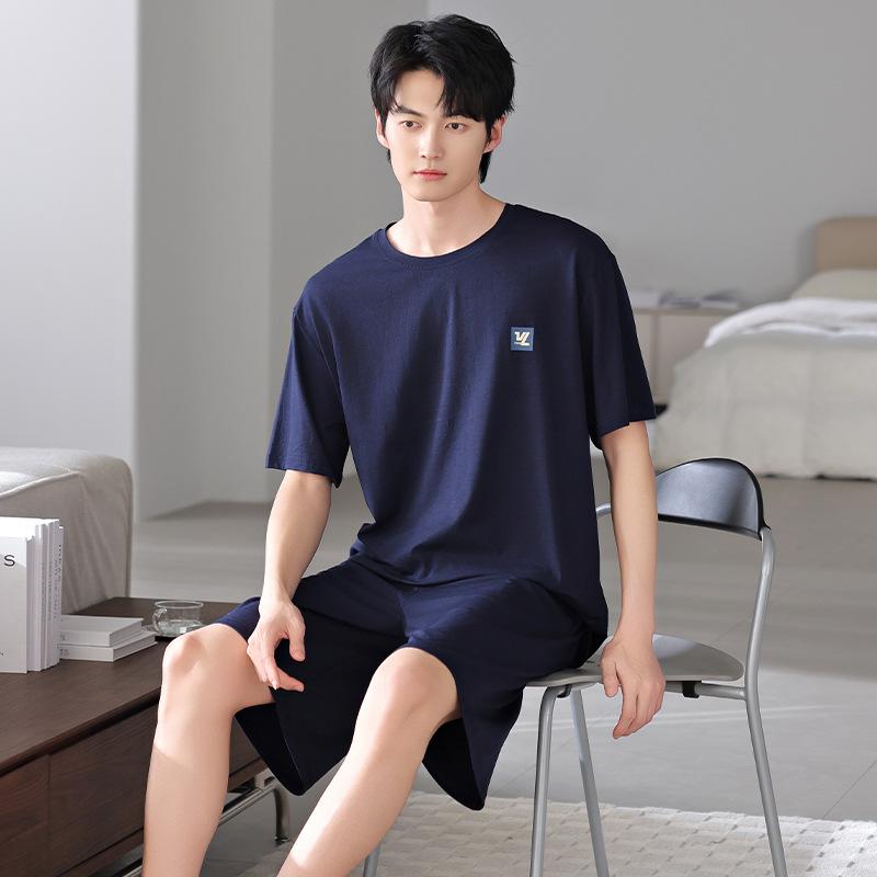 Dad pajamas men's summer thin short-sleeved shorts Modal cotton and silk loungewear summer fattened plus size set