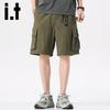 izzue it Men's Casual Multi-Pocket Drawstring Cargo Shorts