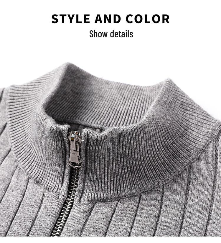 New 2025 Men's Stand Collar Zipper Knit Cardigan Sweater Coat for Autumn/Winter