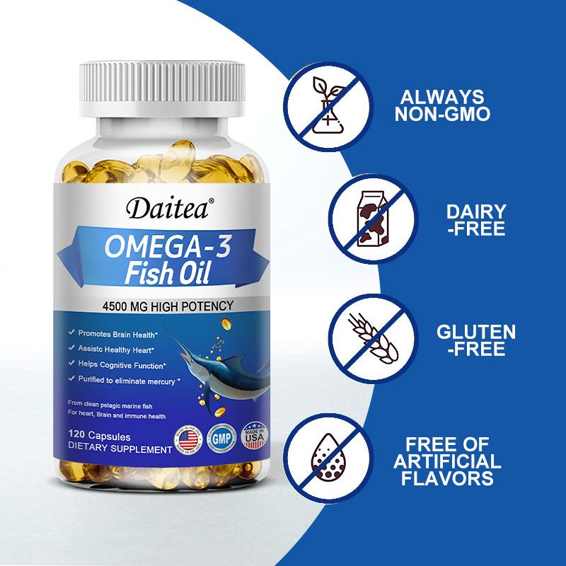High Potency Omega 3 Fish Oil Softgels 4500mg EPA DHA Capsules 120 Count