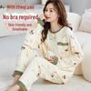 Women's Long-Sleeve Padded Pajamas, Cute Cartoon Style, Large-Size, Spring & Autumn Homewear, 2024 New Collection.