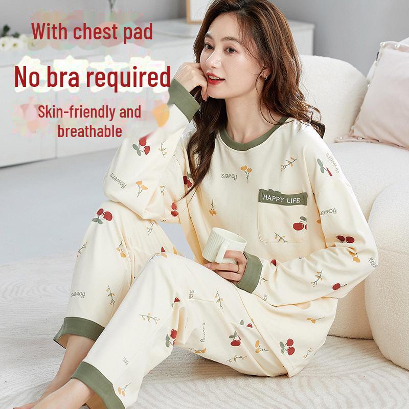 Women's Long-Sleeve Padded Pajamas, Cute Cartoon Style, Large-Size, Spring & Autumn Homewear, 2024 New Collection.