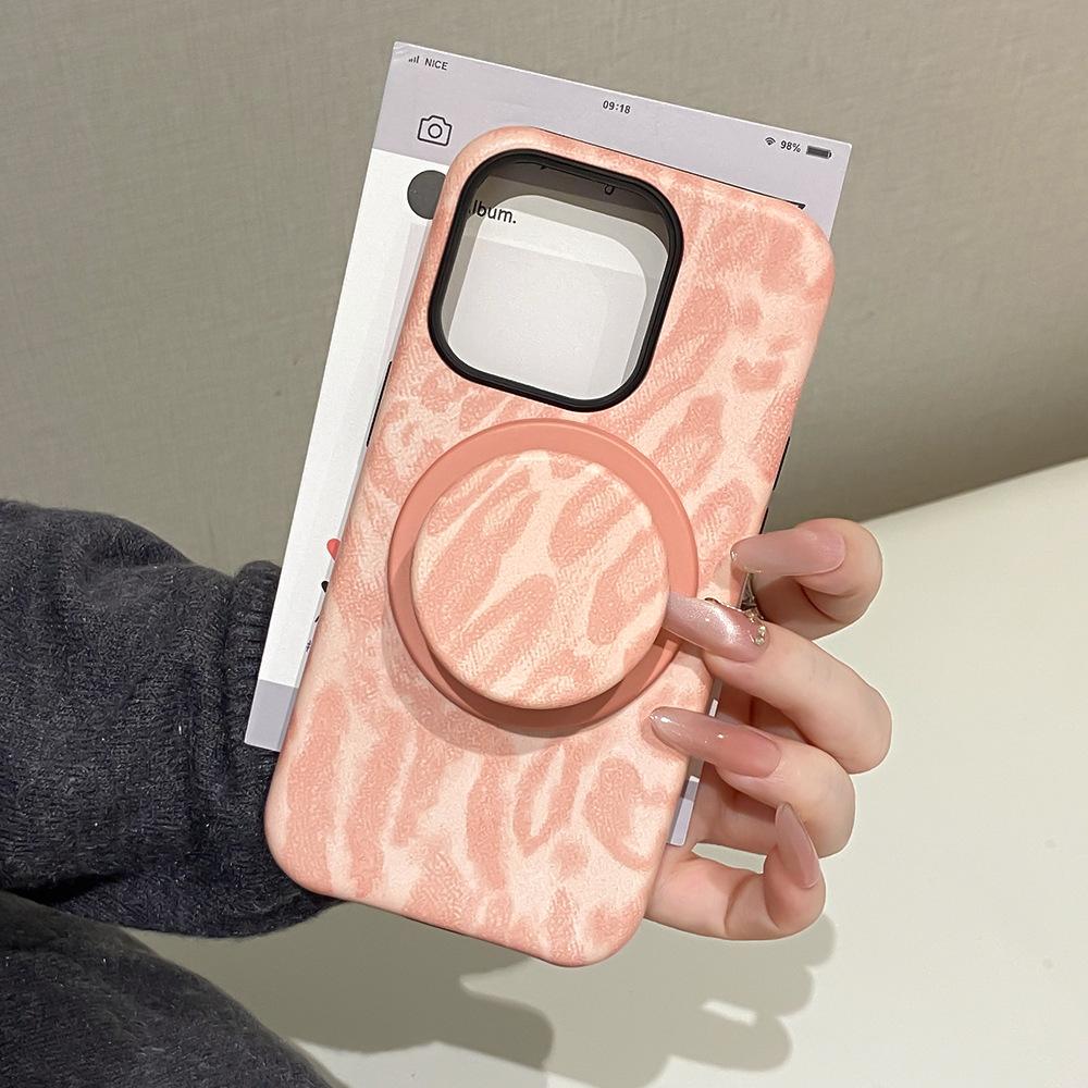 Applicable To Apple 16/17Promax Leopard Print Magnetic Mobile Phone Case iPhone14/15 Film Two-in-one Anti-drop