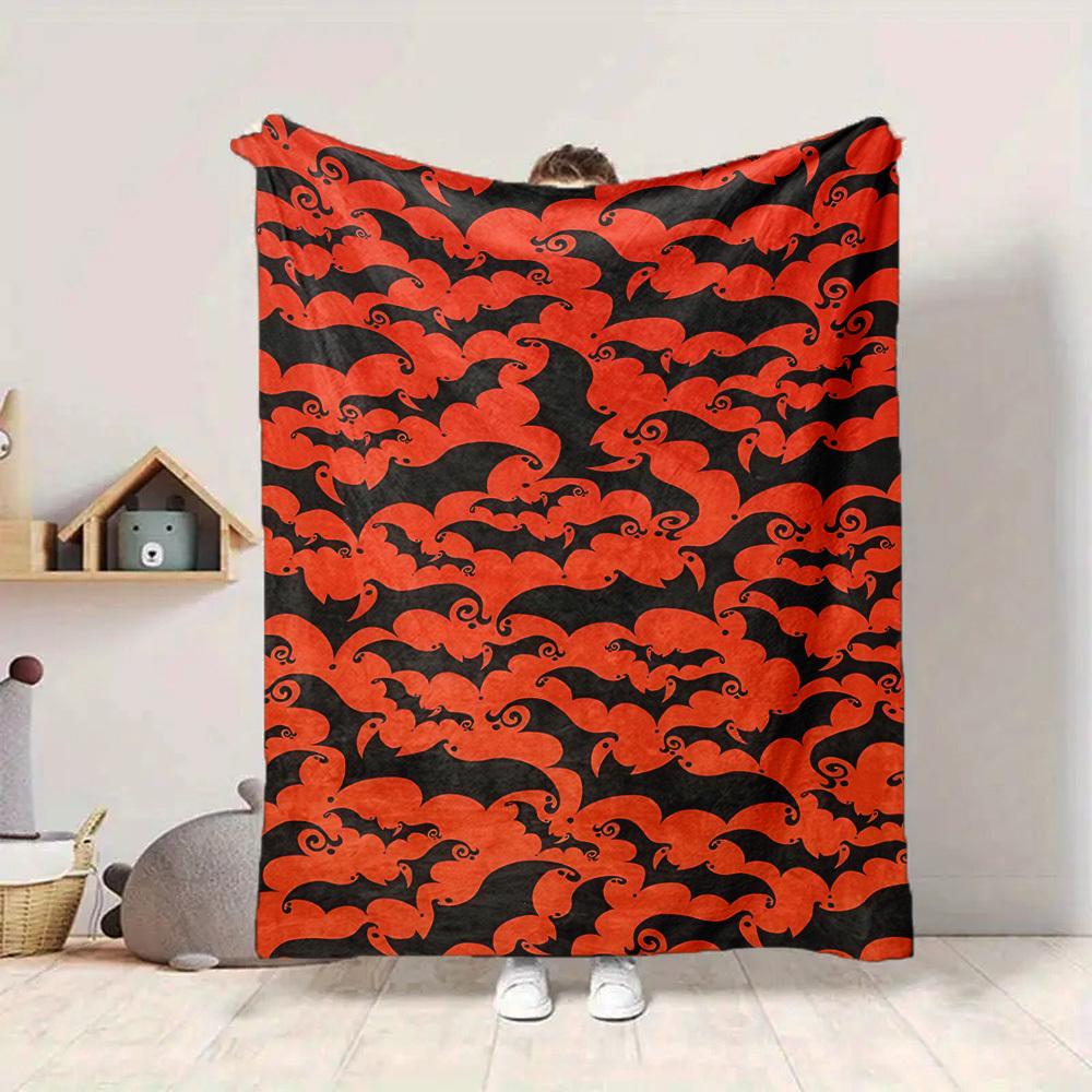 1pc Bat Print Blanket Warm, Cozy, And Soft, Suitable for Sofas, Beds, Cars, And Office Use.Perfect for Camping And Travel, Making It a Great Gift for