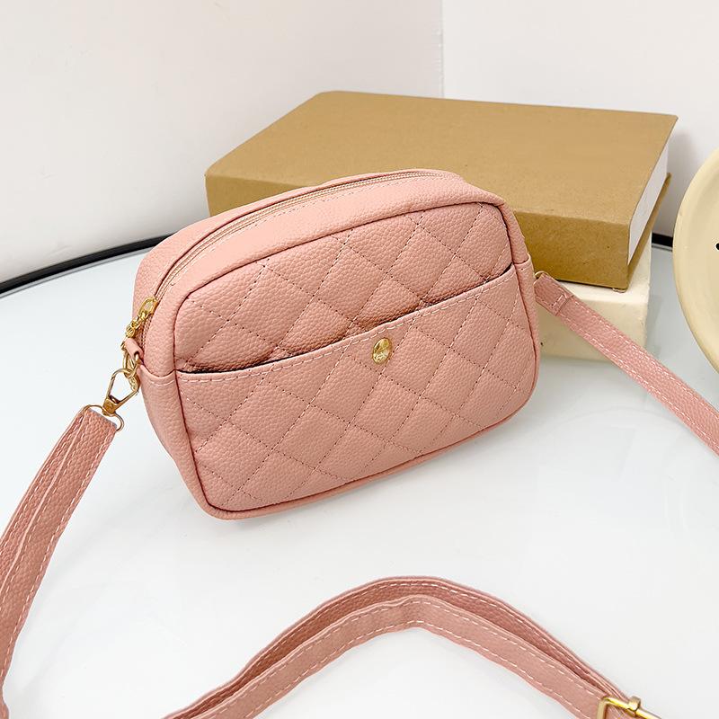 Diamantová čtvercová taška se vzorem liči, taška na mobilní telefon, dívčí taška přes rameno crossbody v korejském stylu