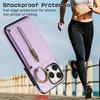 For iPhone 16 Pro Leather Back Cover Zipper Wallet Kickstand Phone Case with Shoulder Strap