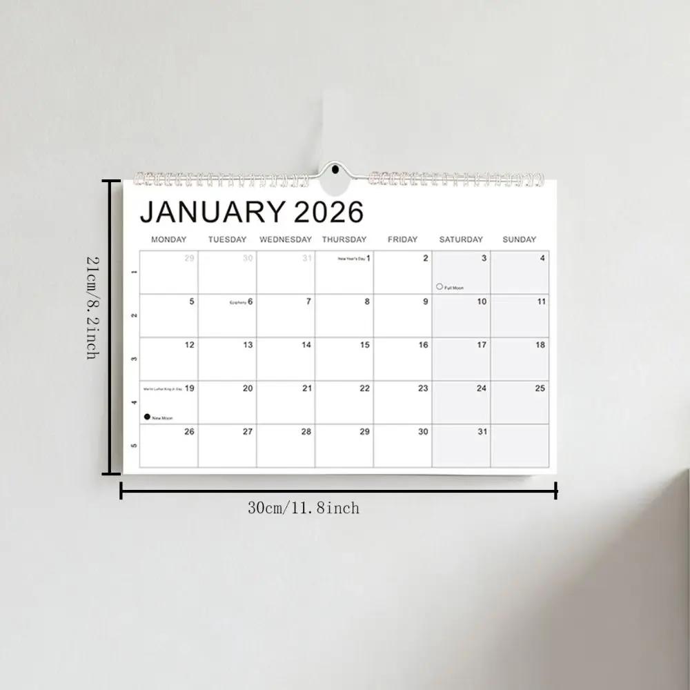 New Jan. 2026 - Jun. 2027 2026 Calendar with Hook Holidays Marked Wall Calendar Thick Paper Colorful Hanging Calendar Office