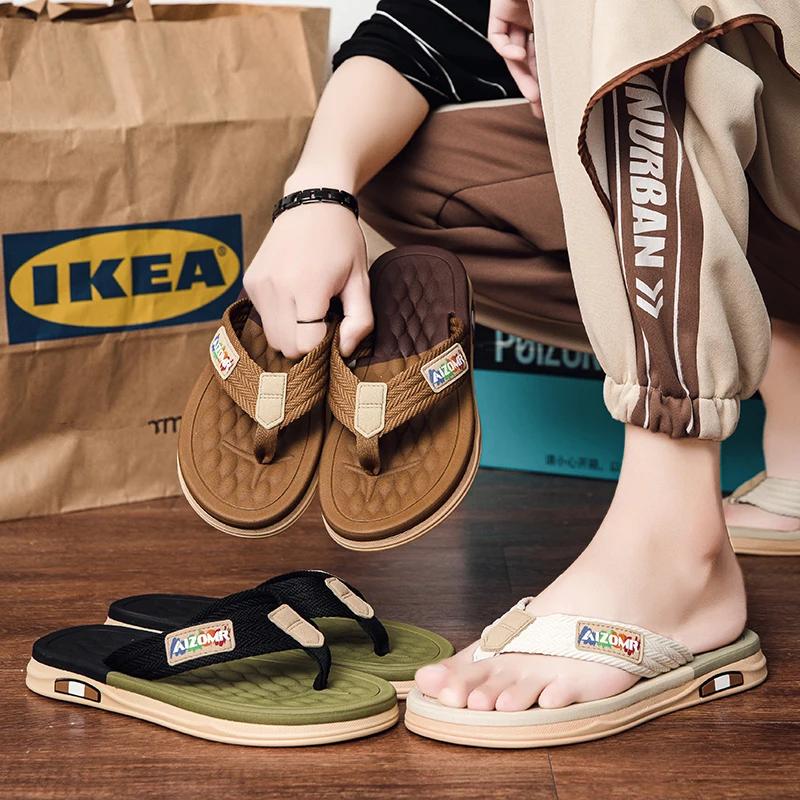 Fashion Men's flip flops for summer wear  anti slip and odor resistant imported clip on slippers for men's outdoor beach sandals