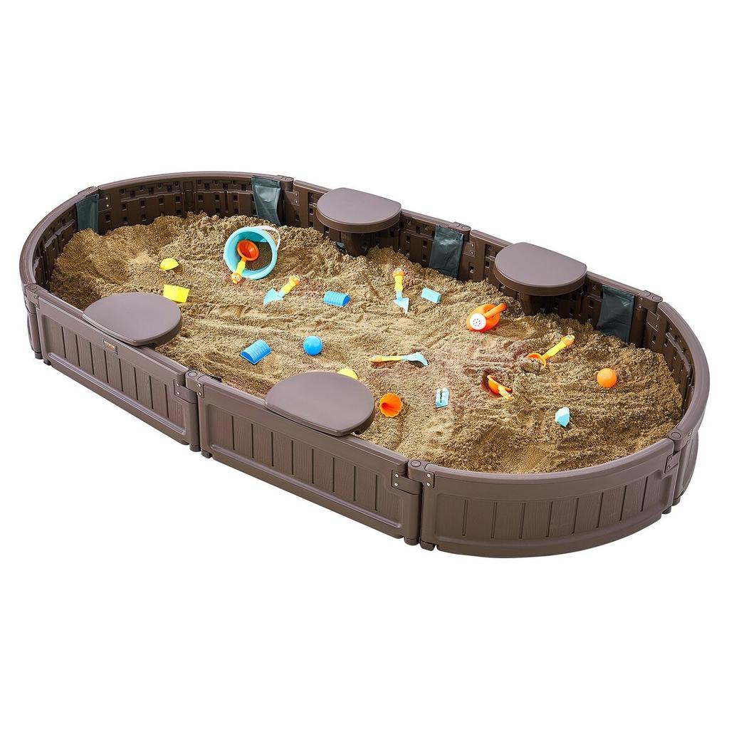Sandkasten mit Abdeckung Ovaler Sandkasten HDPE Sandkasten Outdoor Hinterhof Alter 3-12