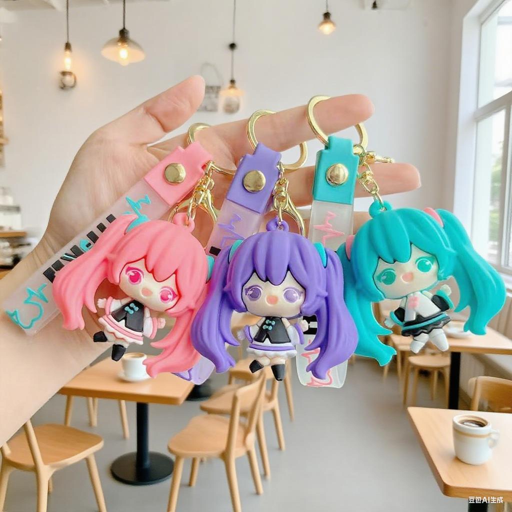 Creative Hatsune Miku Keychain Pendant for Women Cartoon Couple Car Backpack Keychain Accessory Small Gift