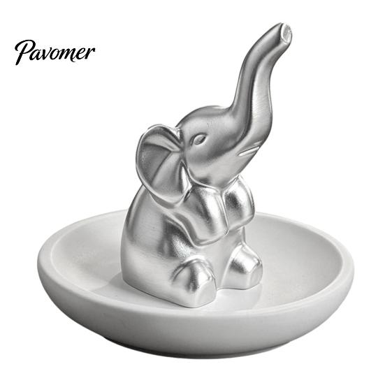 Cute Elephant Jewelry Holder Storage Tray, with Upturned Nose Design, Dustproof Tray Waterproof Compact Organizer for Rings Earrings Bracelets Case