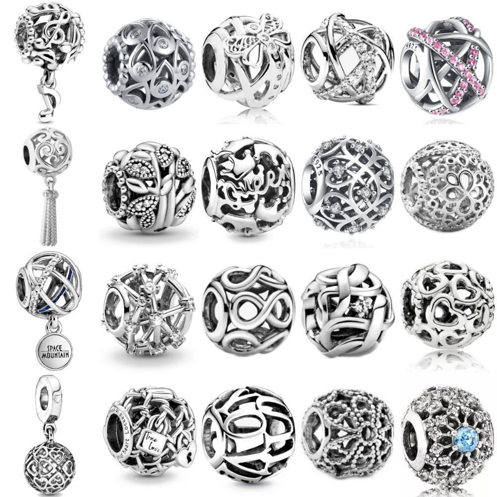 925 Silver Hollowed Out Pendant for Women Fashion Jewelry Gift Fit Bracelet Necklace Charms