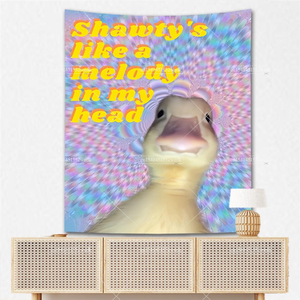 Welcome To My Crib Flag Duck Meme Tapestry For Bedroom Shawty Like A Melody Wall Hanging Tapestry Aesthetic Room Decor Wallpaers