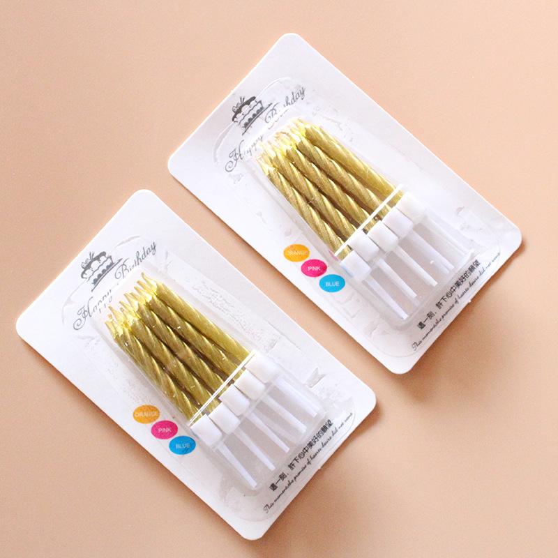 Threaded Candles Birthday Cake Candles Golden Threaded Birthday Candles Colored Gold-plated Small Candles