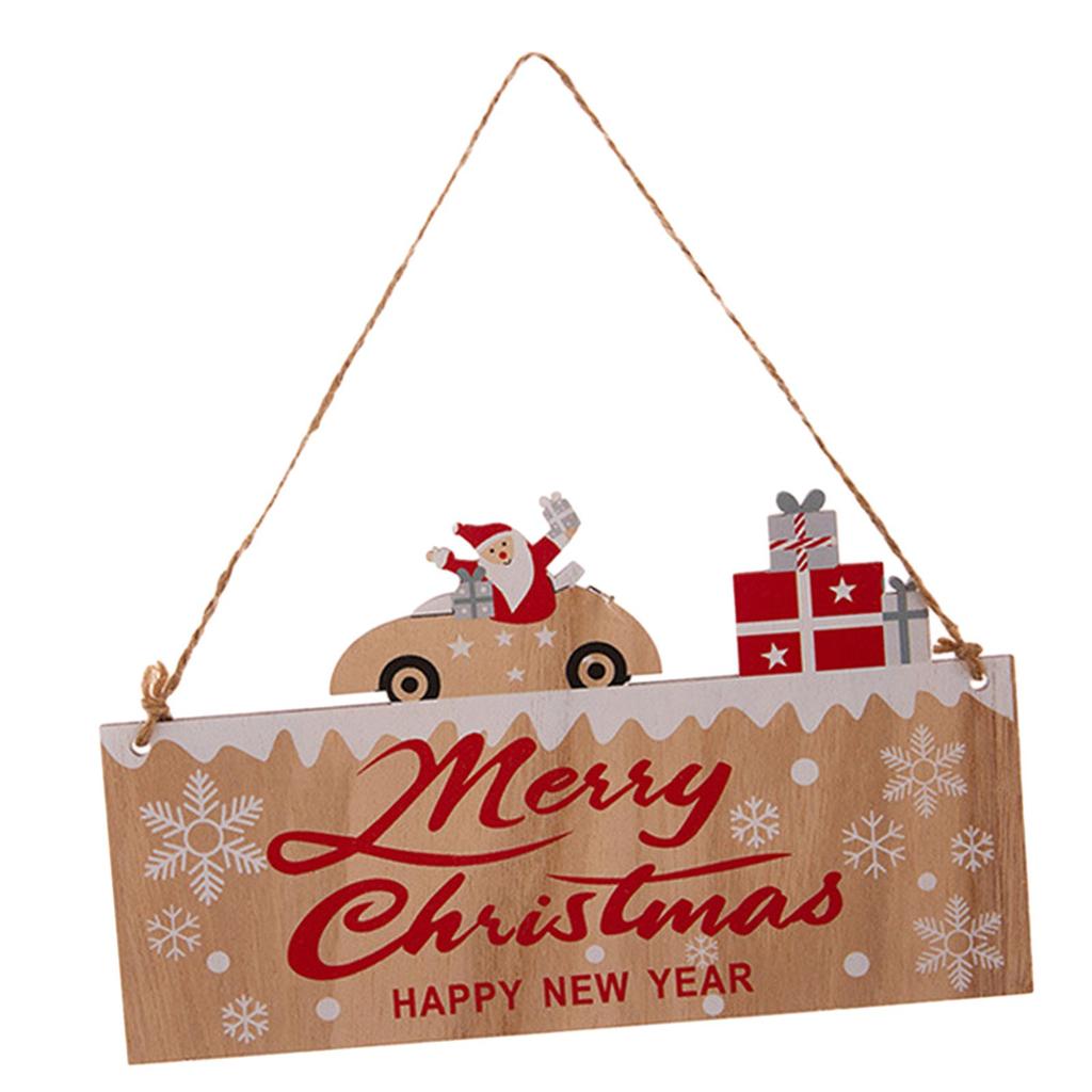 Merry Christmas Wooden Sign Wall Decor Christmas Ornament Christmas Hanging Plaque for Wall Home New Year Indoor Outdoor