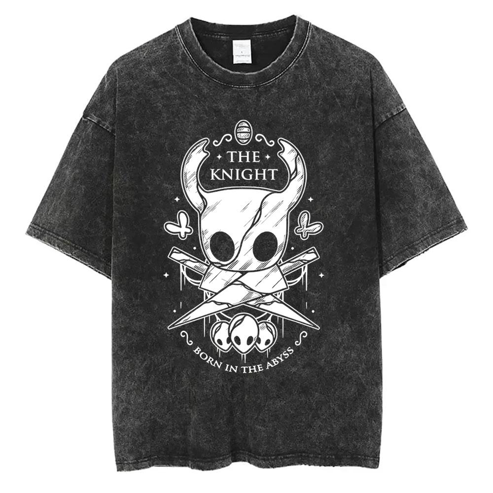 

Washed Vintage Gaming Hollow Knight Tshirt Men Women Clothing Casual Cartoon Style T Shirts Funny Game Lover Short Sleeve Tees S