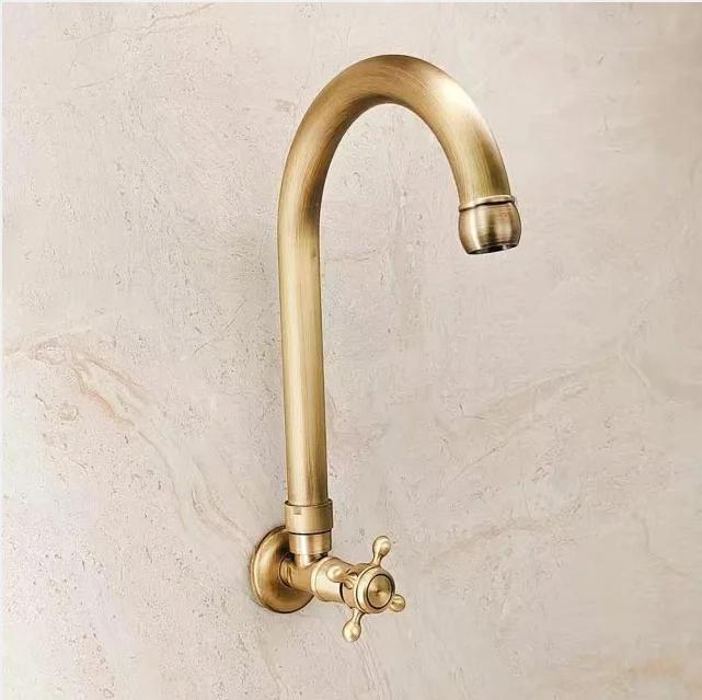 Outdoor courtyard wall mounted faucet anti-freezing single cold wash basin stone basin copper villa outdoor anti-freezing faucet