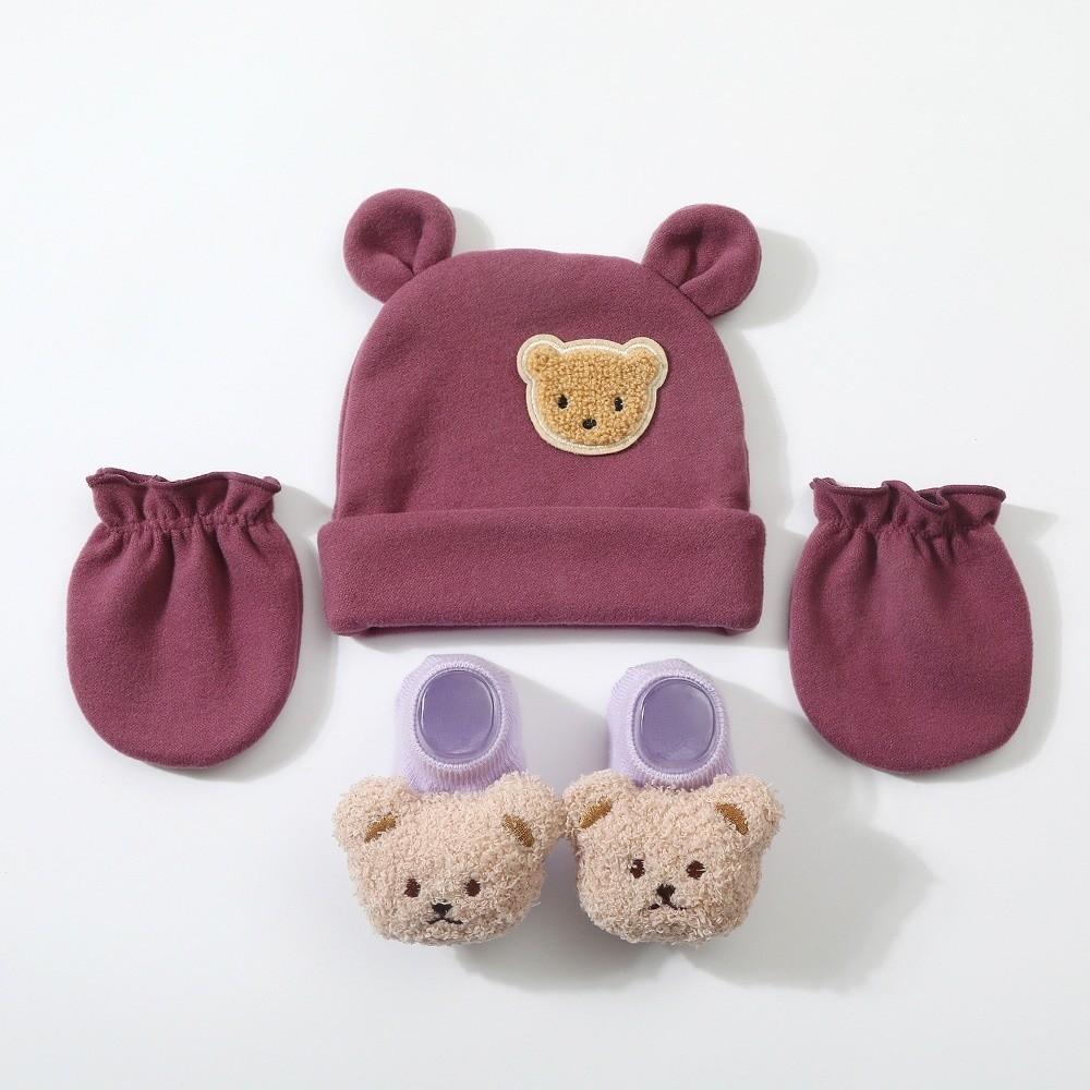 Elastic Baby Hat Gloves Socks Set Warm Infant Mittens Soft Newborn Hat Unisex