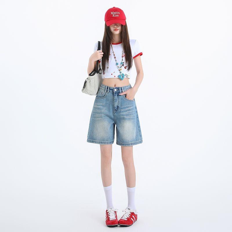 Gedijie High Waist Cowboy Shorts for Women