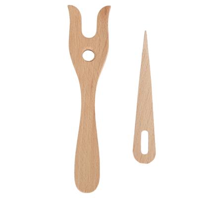 2Pcs Knitting Fork and Eye Needle Kit Multifunctional Wood Weaving Crochet for Jewelry Toys Dresses Weaving Tool