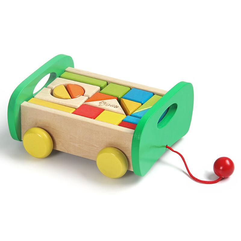 Wooden Pull-Along Building Blocks Toy