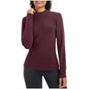 Ladies' Casual And Fashionable Solid Color Round Neck With Warm Long Sleeved T-shirt Top