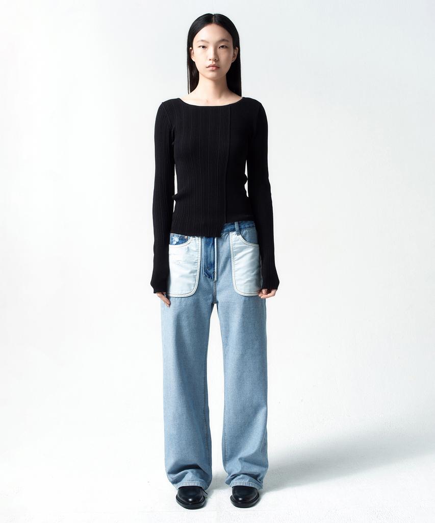 INSILENCE WOMEN Reverse Straight Denim Blue
