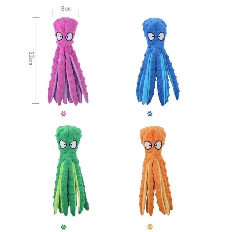 Indestructible Dog Toys for Aggressive Chewers Squeaky Plush Octopus Interactive Puppy Toy with Rattle Sound Bite Resistant