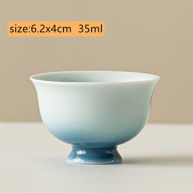 1 Pc Chinese Vintage Gradient Ceramic Tea Cup Handmade Teacup Household Tea Bowl Travel Personal Meditation Cup Teaware 35ml