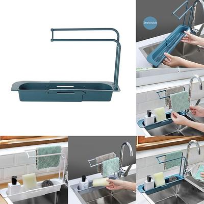 Kitchen Sinks Soap Sponge Organizer Holder Telescopic Sink Shelf Drain Rack Storage Basket Kitchen Gadgets Accessories