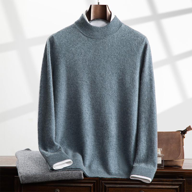 Men's Cashmere Half-High Neck Business Casual Sweater - Long Sleeve Autumn/Winter Knitwear