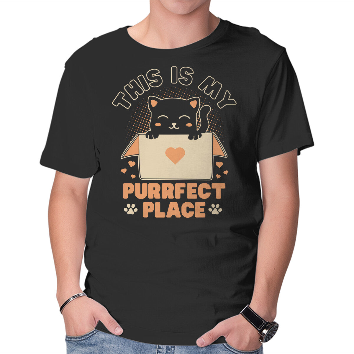 Unisex Crew Neck T-Shirt Purrfect Place Graphic Short Sleeve Casual Tee XL