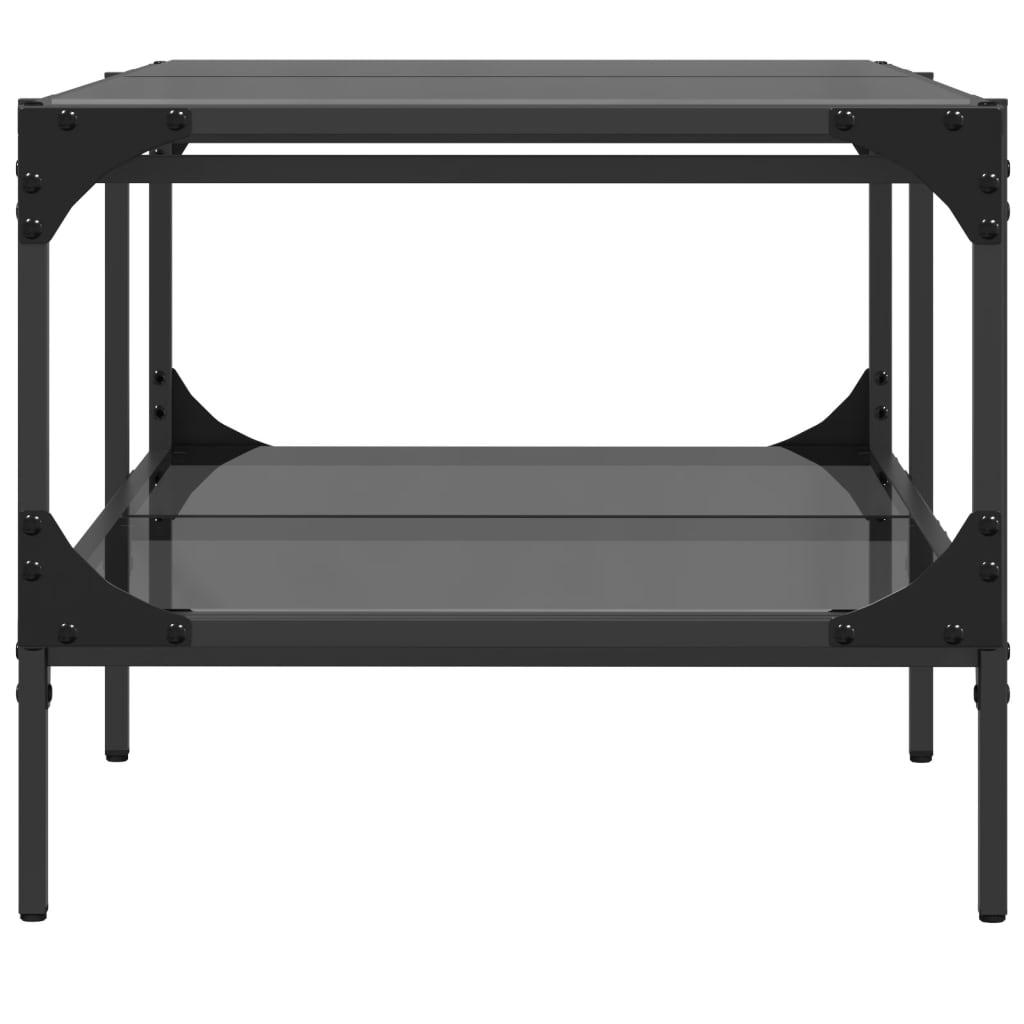 Coffee Table with Black Glass Top, 98.5x50x45 Cm, Steel