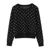 Beautiful style, wholesale women's clothing, fashionable versatile temperament casual design polka dot cardigan sweater