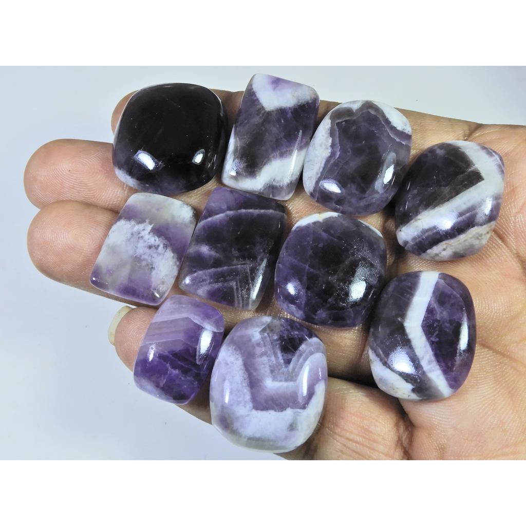 280Cts.Natural Amethyst Lace Agate Octagon Cabochon Loose Gemstone 10Pcs Lot C-800