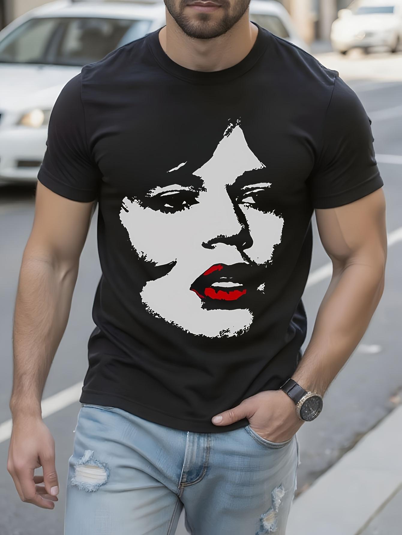 Mick Jagger Face Print Black Cotton Tshirt S