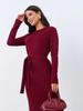 European & American Women's V-Neck Slim Fit Long Sleeve Midi Dress