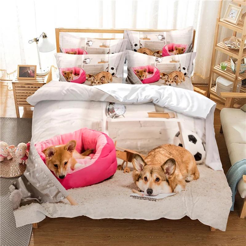 Lovely Unicorn Bedding Set For Kids Winter Duvet Cover Sets Blue Pink Cartoon Boy Girl Bed Linens 2/3 Pcs Ropa De Cama Cartoon