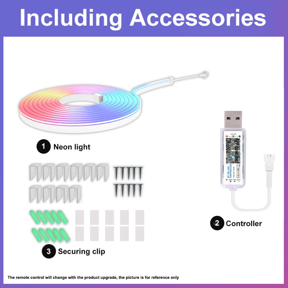 

Симфония неоновая световая полоса USB-интерфейс Bluetooth APP Гибкая неоновая световая полоса DIY Моделирование Подходит для киберспортивной комнаты, спальни 1m