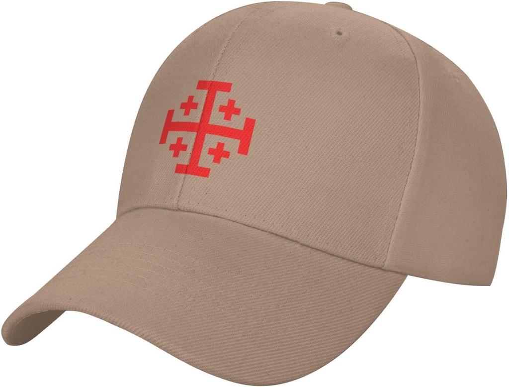 Jerusalem Cross Crusader Adjustable Baseball Cap Casual Cotton Dad Hat for Adults
