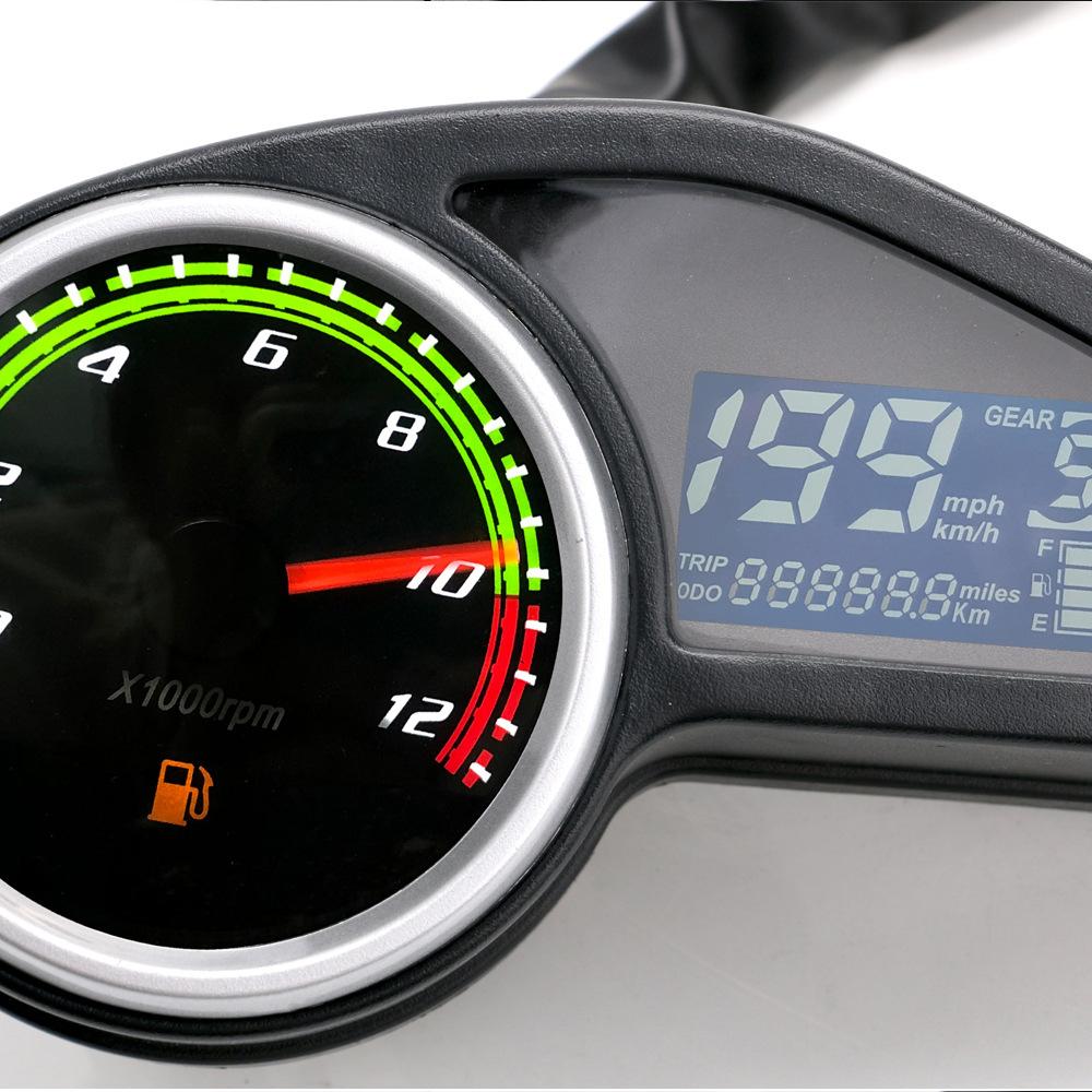 Motorrad Geschwindigkeitsmesser LCD Digital Kilometerzähler Tacho Kraftstoffanzeige Universelles Modifiziertes Zubehör