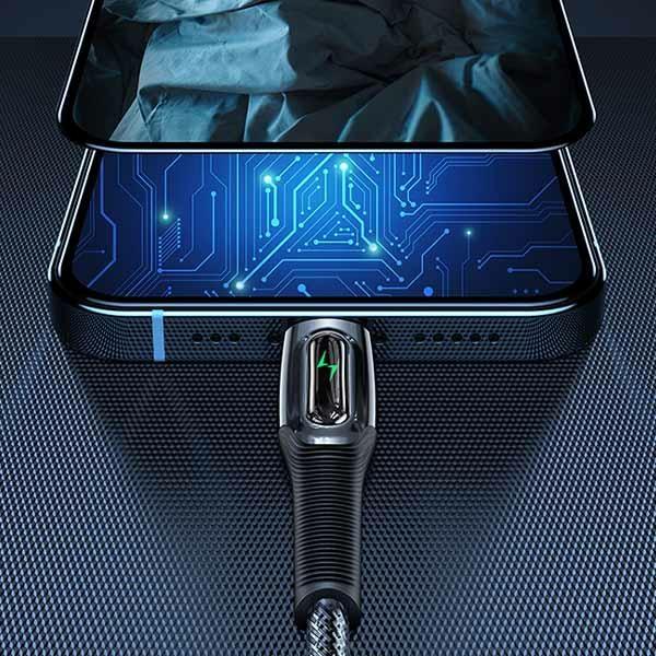 Usams Kabel Pleciony Usb-C Na Lightningsmart Power-Off 20W Pd Cable 1.2M Czarny/Black Sj518Usb01 (Us-Sj518)