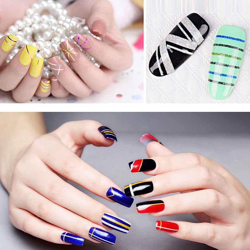 Brand New 14 Colors Glitter Striping Line Tape Sticker Set Art Decorations For Polish Gel 1/2/3mm