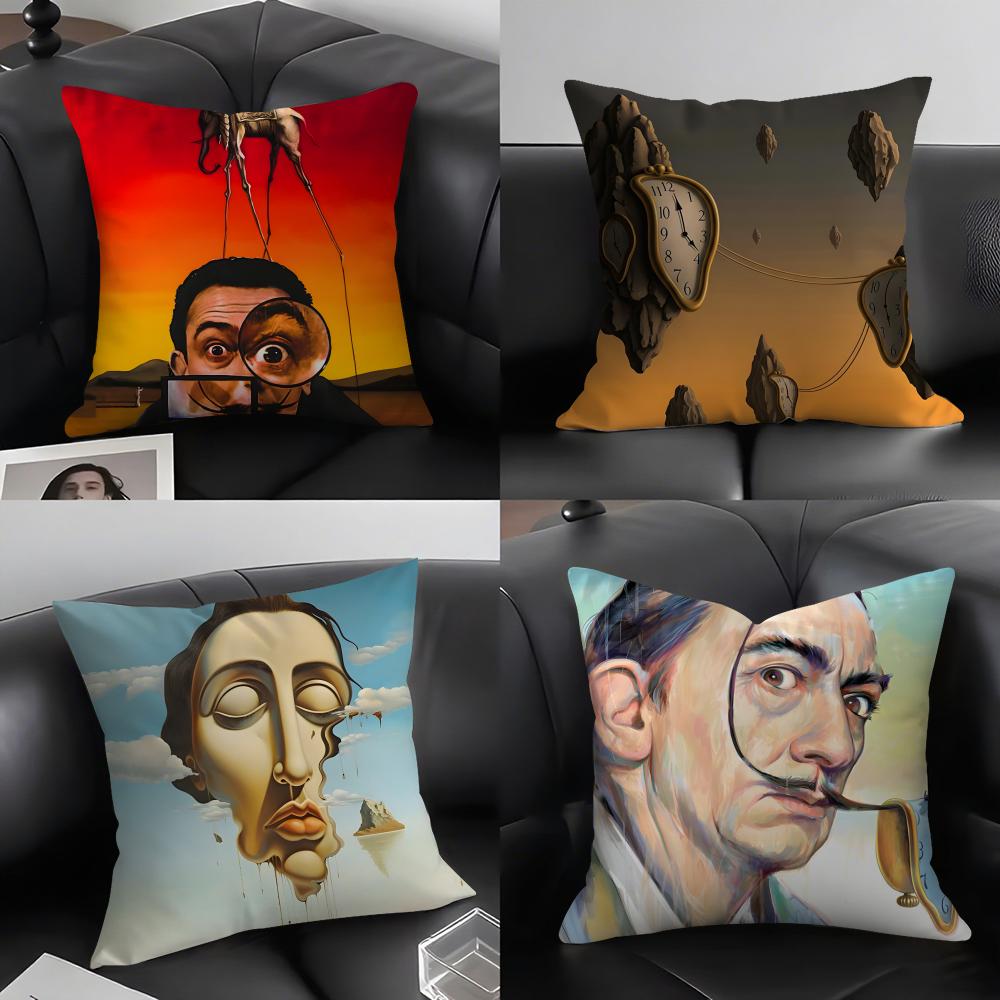 SSalvador DaliI Art Cushion Cover Pillowcase Ultra Soft Skin Friendly Fabric Cloud Like Comfort Concealed Zipper