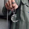 Xiwier Retro Gothic Moon Skull Necklace - Unique European & American Halloween Design