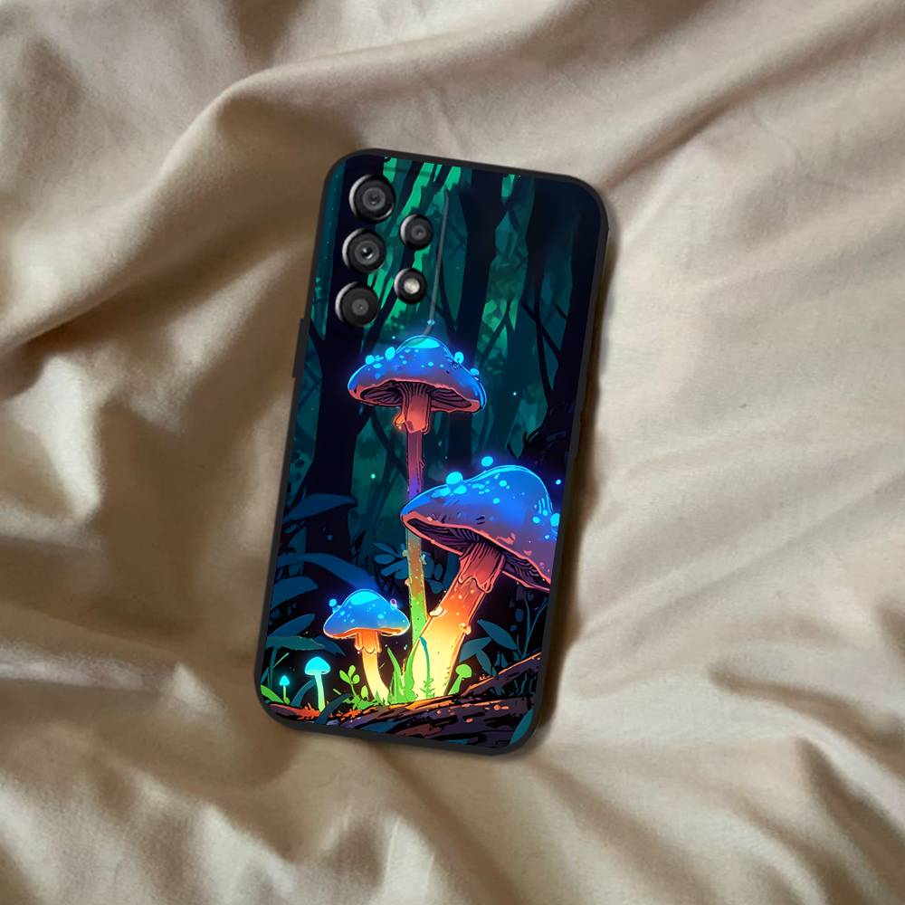 Trippy Art Mushroom Phone Case For Samsung Galaxy A20,A21s,A22,A31,A32,A52,A53,A72,73,A80 Soft Black Cover